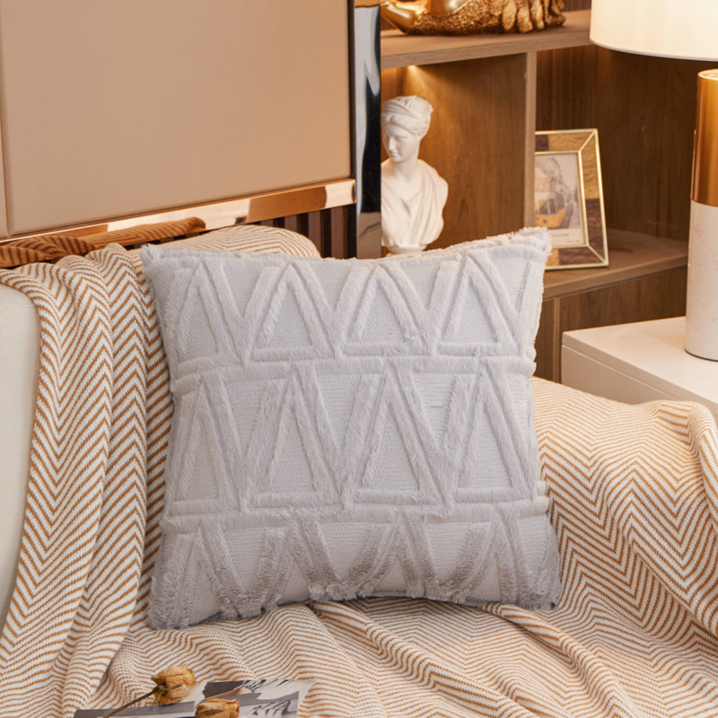 (Couvertures avec insertions) Ensemble de 2 coussins décoratifs Chveron, Gris