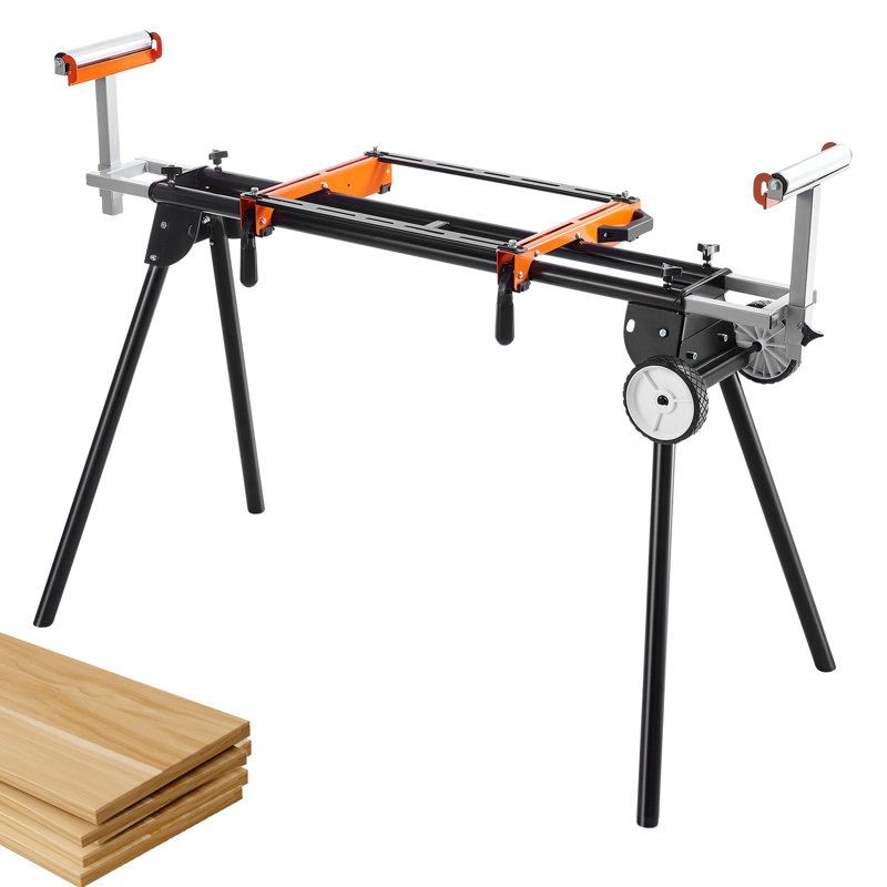 Miter Saw Stand, 550Lbs Load Capacity Steel Collapsible Stand For Miter Saw With One-Piece Mounting Brackets Clamps, Adjustable Height And Length, Portable Compact And Folding Miter Saw Stand