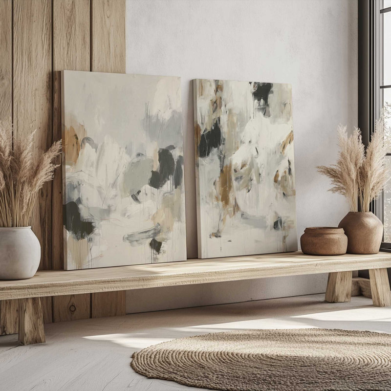 «Whispers of Earth», ensemble de 2 impressions, 48 po x 32 po, Cadre flottant en érable américain