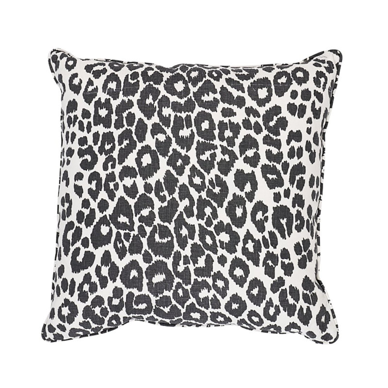 Coussin Iconic Leopard, 14 po x 22 po, Graphite