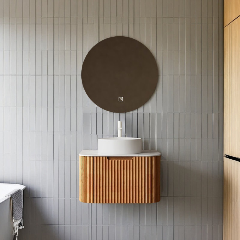 Meuble-lavabo mural 24 po avec lavabo en céramique, armoire de rangement pré-assemblée, comptoir en marbre artificiel blanc, robinet non inclus,