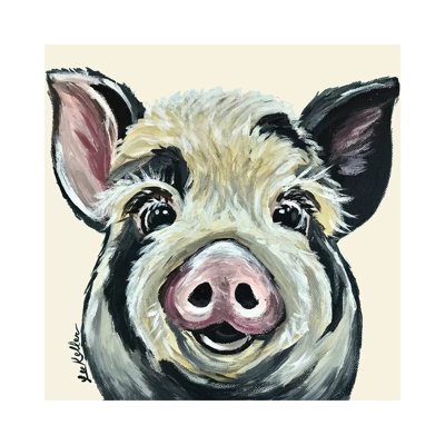 Sarge The Pig On Cream by Hippie Hound Studios - Wrapped Canvas Gallery-Wrapped Canvas Giclée