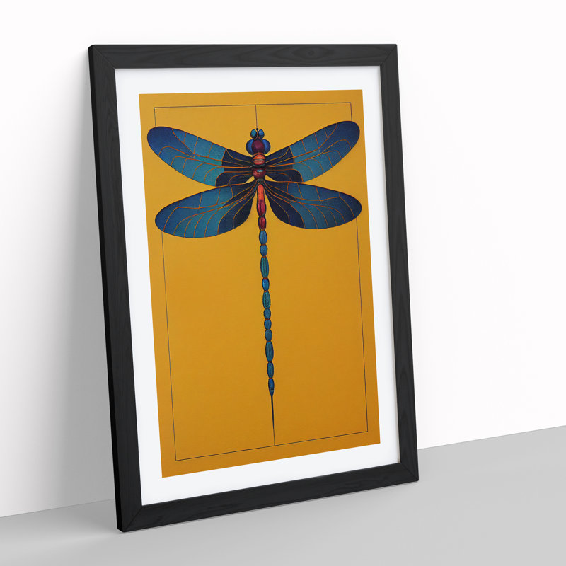Striking Dragonfly - Single Picture Frame Print, Black Framed, 64cm H x 46cm W x 2cm D