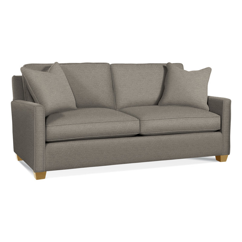 Nicklaus Sofa, Gel Memory Foam Mattress, Honey, Light Blue Performance Fabric; 0851-55