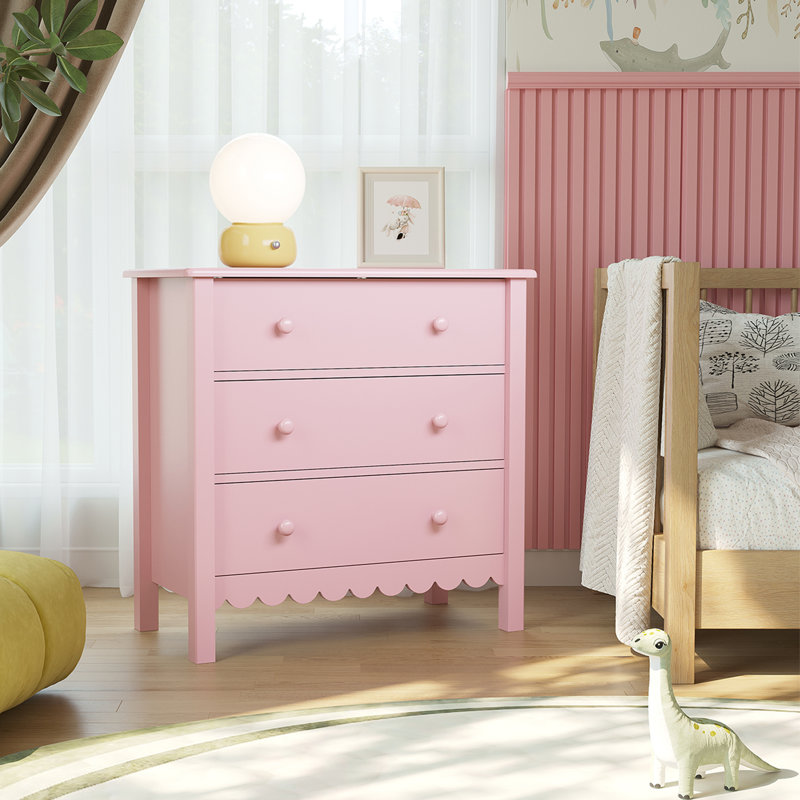 Commode 3 tiroirs l 27,5 po, Rose