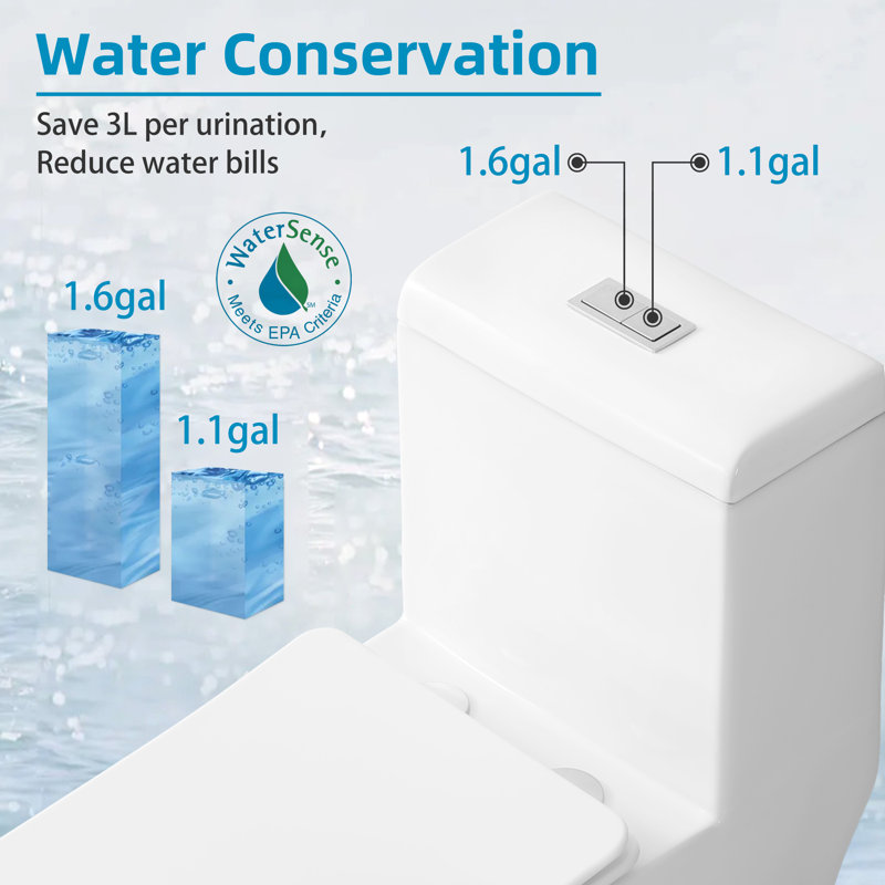 KDK HOME Tornado Toilet with Dual Flush 1.1/1.6 GPF Siphon Jet Comfort Height 16.5", White Toilet/ Brush Nickel Button