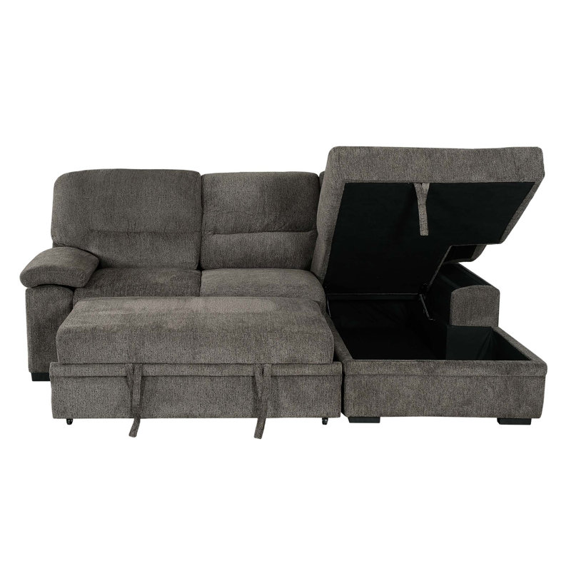 Canapé-lit modulaire convertible en L avec méridienne de rangement, canapé-lit de salon