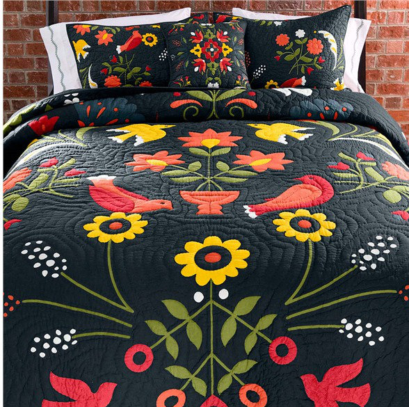 Ansley Folk Art 3 Piece Quilt Set, Full/Queen