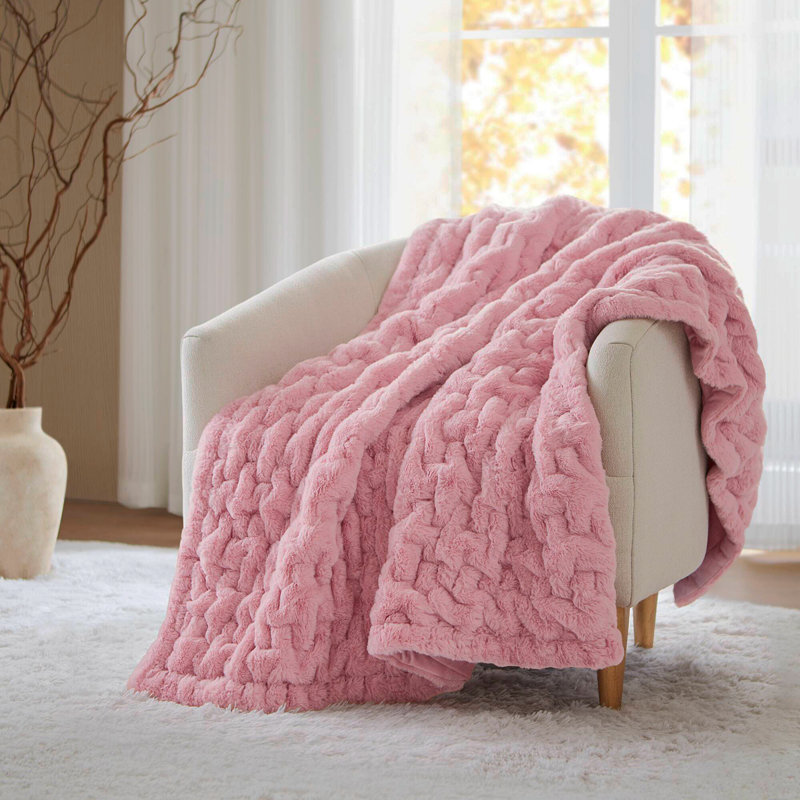 1 PC 50X60" Ruched Throw, Pink