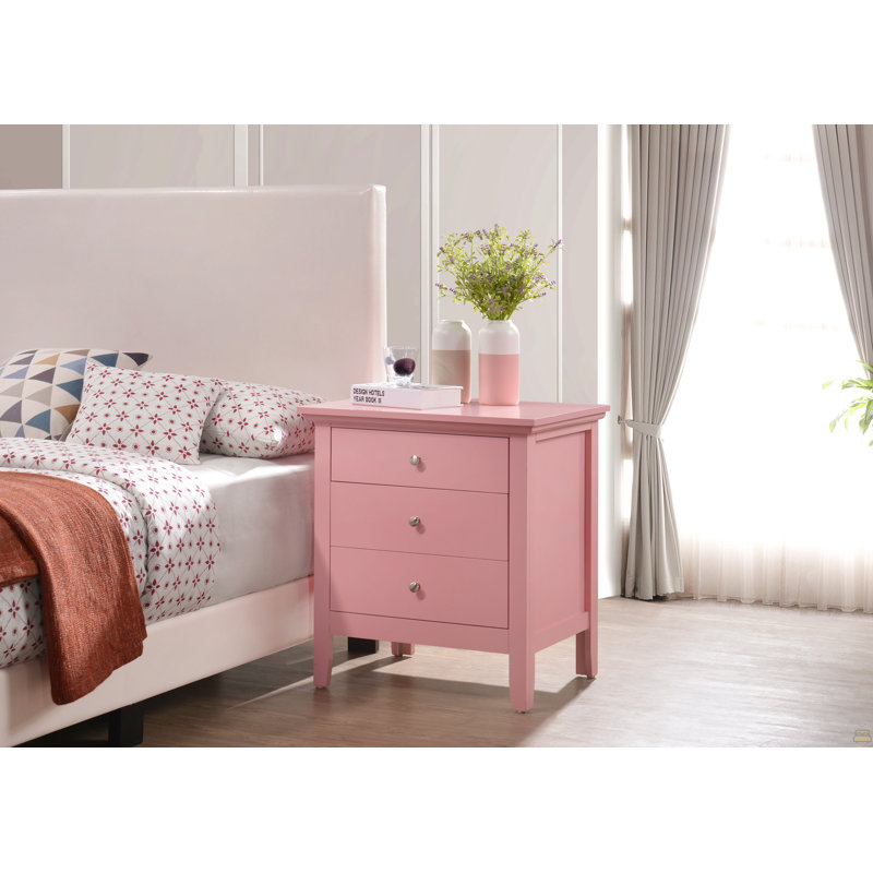 Table de chevet avec rangement, Rose