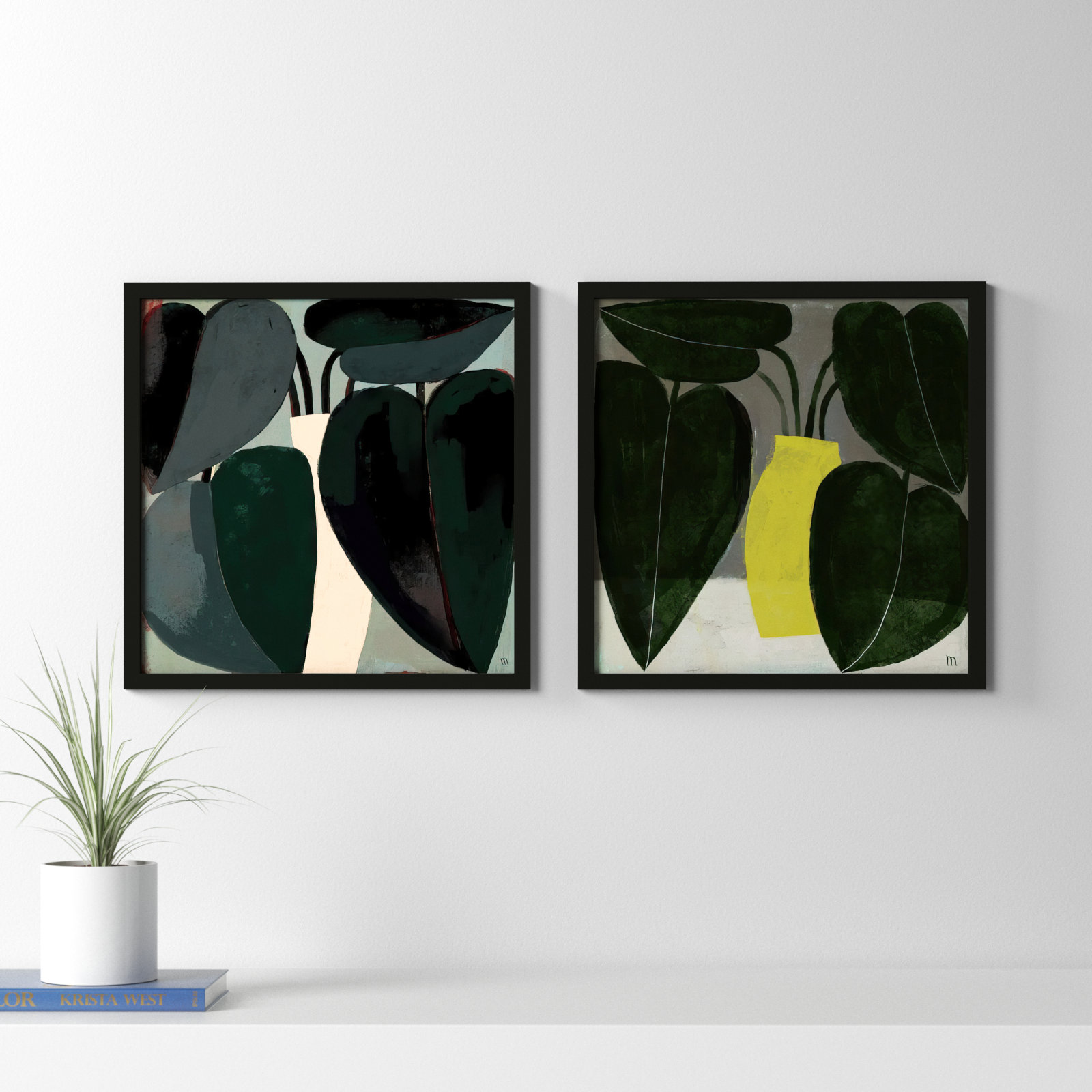 Plant "Plant" 2-Piece Painting Set, Black, 24" H x 24" W