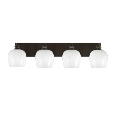 Edge 4 Light Bath Bar With 6" Glass