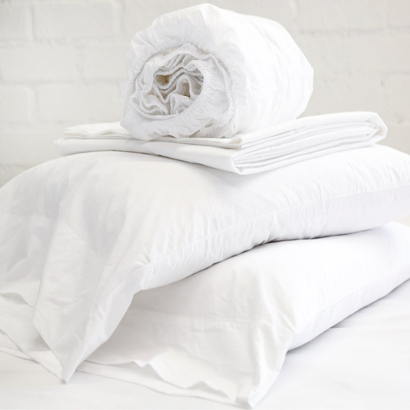 Queen White Egyptian Cotton Percale Sheet Set