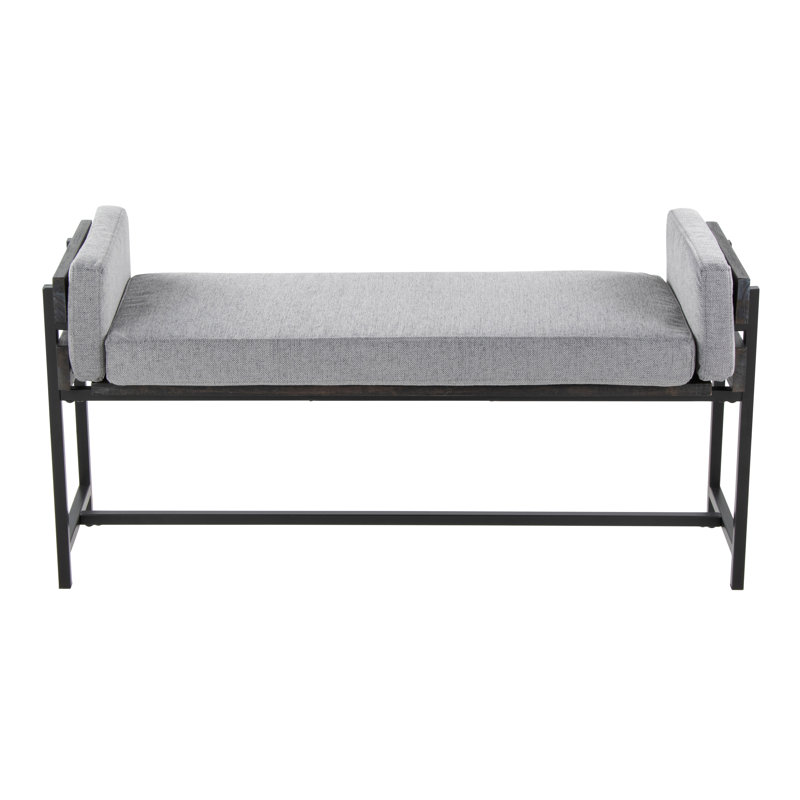 Kari Polyester Blend Upholstered Bench, Light Grey/Grey