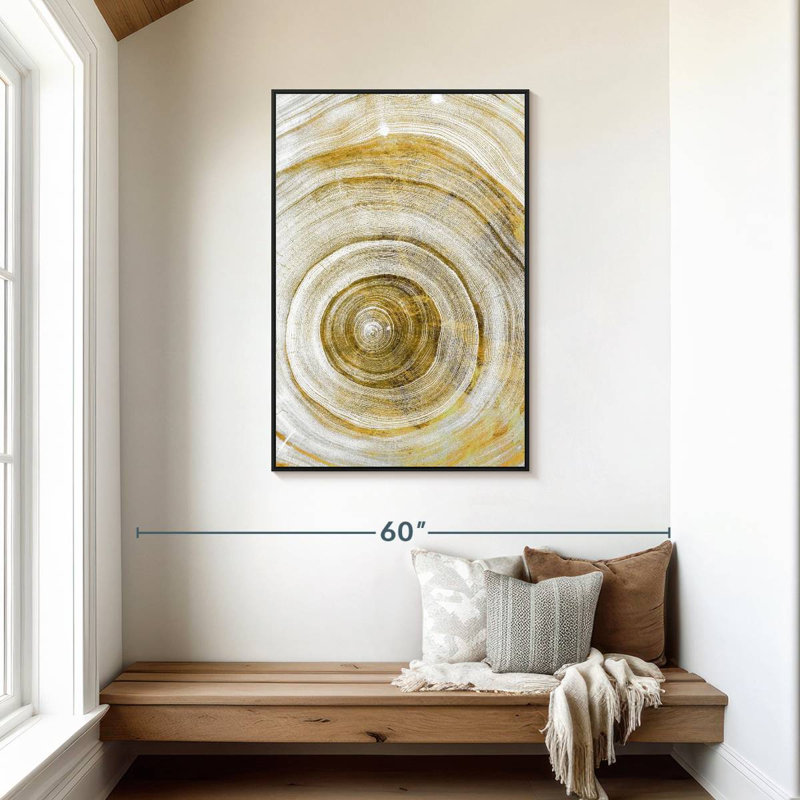 Anneaux d'arbre géométrique Volk, Cadre flottant noir, 29 po x 43 po