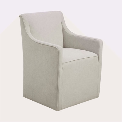 Slipcover Dining Arm Chair With Casters