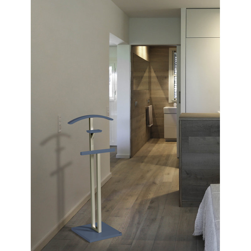 Solid Wood Freestanding Valet Stand, Blue