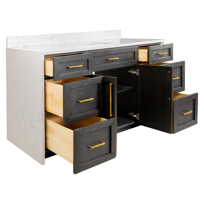 Akalya 60" Bathroom Vanity Set, Dark Oak