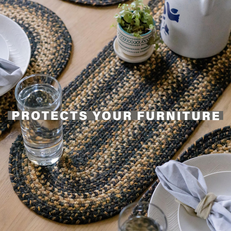Chemin de table d'intérieur tressé en jute de qualité supérieure Kimmel, taille 11 po x 36 po, Kilimandjaro