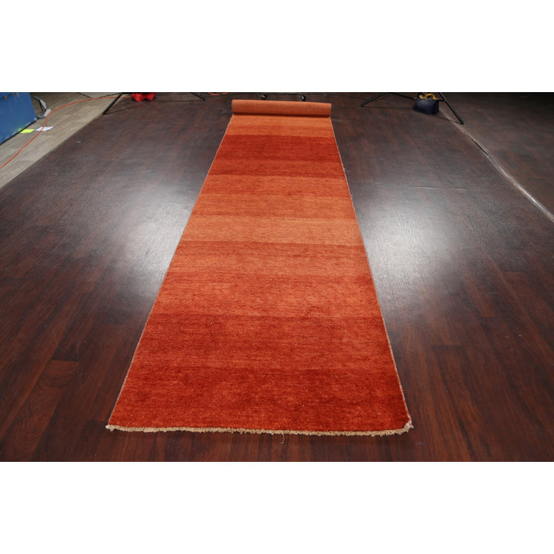 Tapis de couloir unique en laine noué à la main 3 pi 2 po x 15 pi 7 po New Age