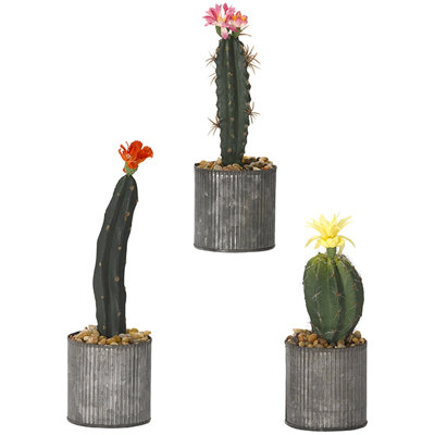 8'' Faux Cactus Plant in Metal Planter