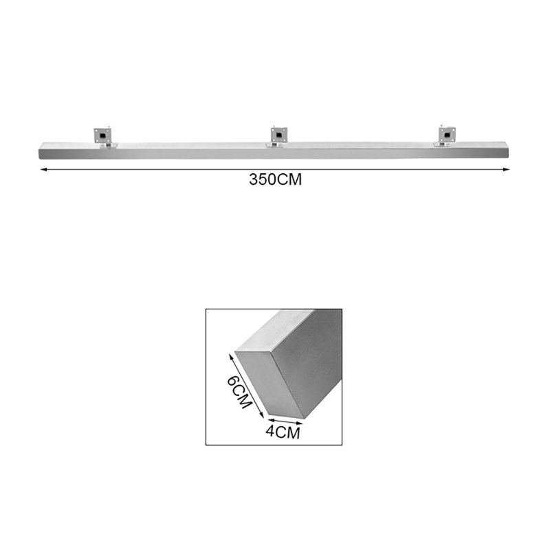 98'' Stainless Steel Handrail Kit Square, 4cm H x 350cm W x 6cm D
