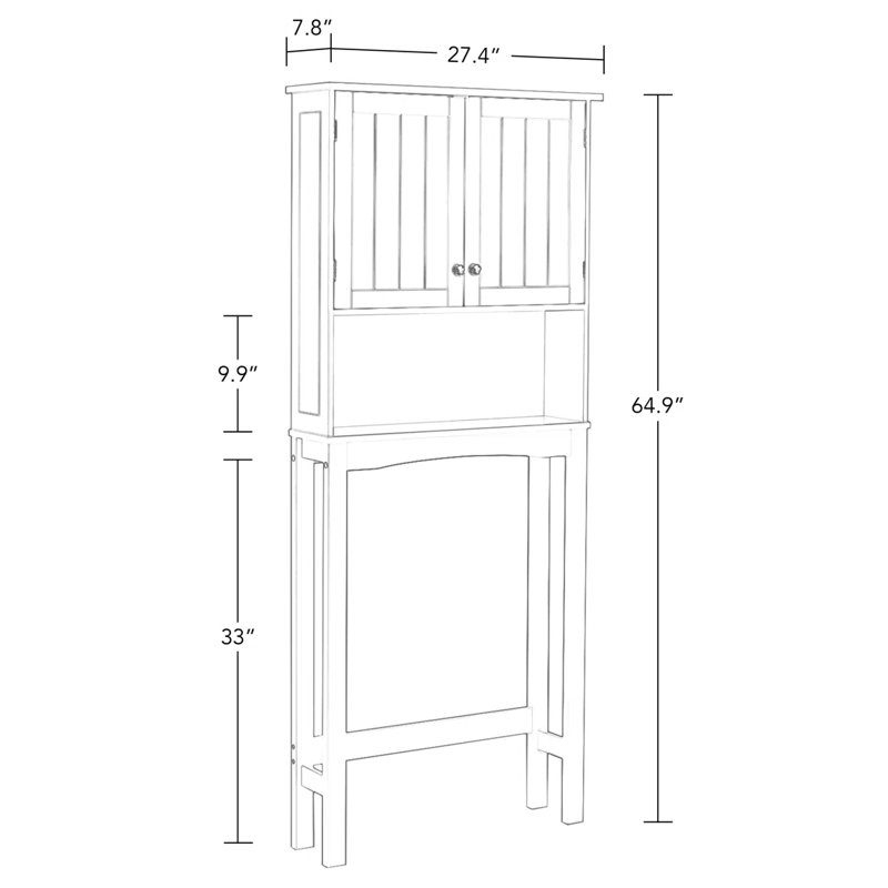 White MDF Over-the-Toilet Storage Cabinet with Adjustable Shelves