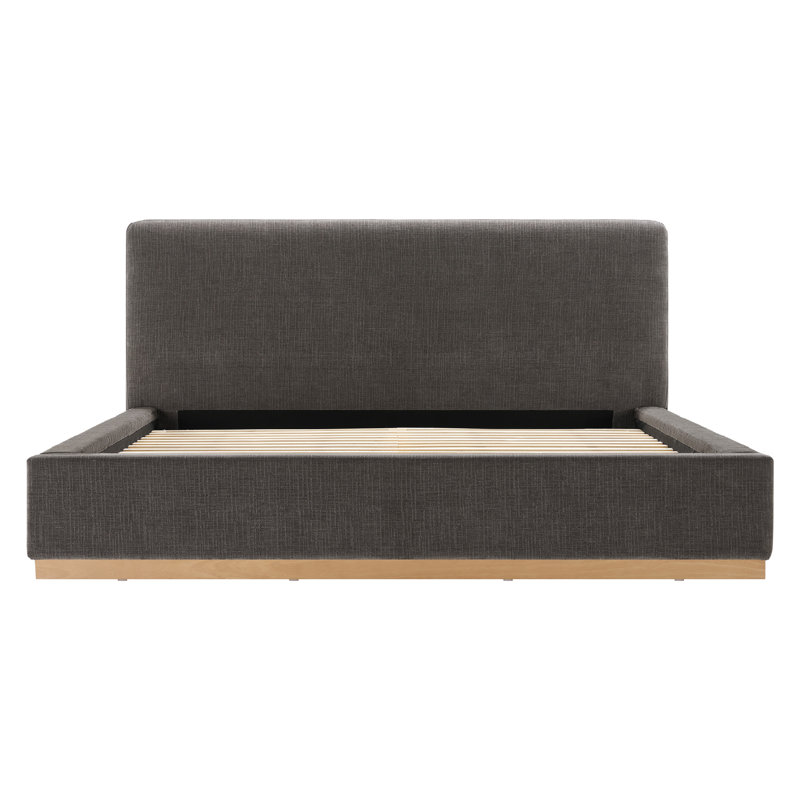 Delpha Grounded Upholstered Wood Base Bed, King, Selene Stone