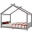 Lit double pleine grandeur sur plancher gris, bois massif, lattes de soutien, lit de bébé gris pour un développement créatif et sécuritaire, pour le développement imaginatif-130847314-130847313