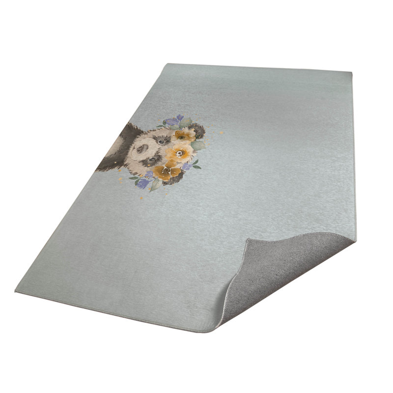 Panda Kids Play Mat, Rectangle 4' x 6', Blue