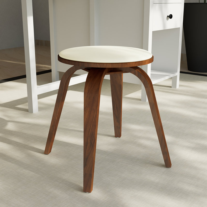 Tabouret de salle à manger Hoxha, Crème clair / noyer