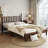 Solid Wood Retro Platform Bed with Gourd Spindle Headboard and Slat Support, No Box Spring Required, Multiple Sizes and Finishes-1325946434-1325946432