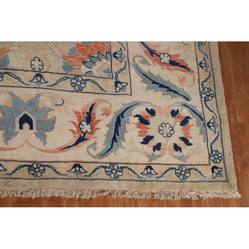 Tapis traditionnel floral à teinture végétale 13 x 16