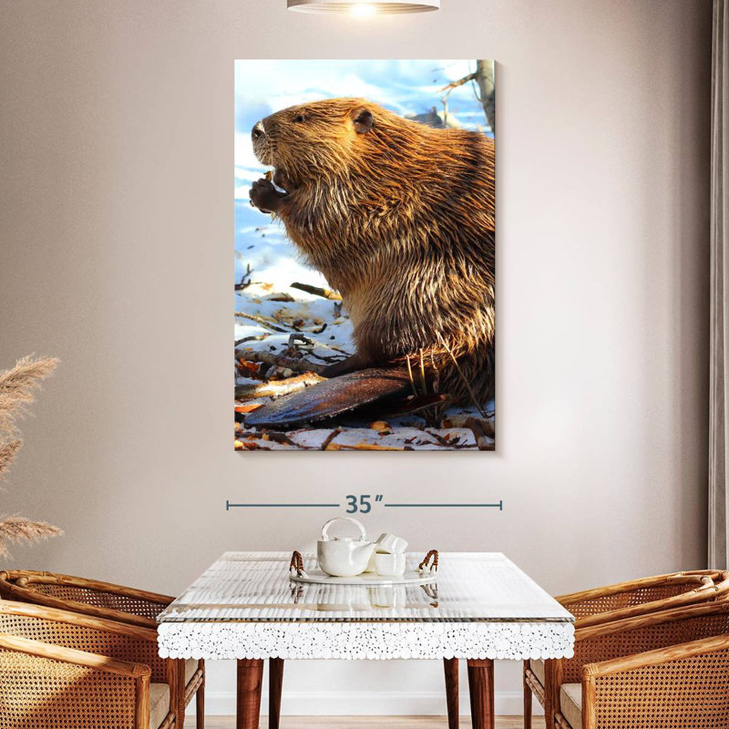 Brampt Beaver In Winter, 51" H x 34" W