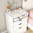 3-in-1 Vanity Table With Flip-up Mirror And Lights, Space-saving Makeup Desk With Hidden Stool And Storage Drawers-1424291093