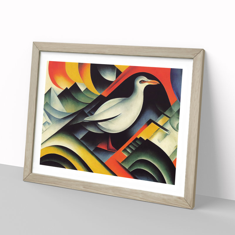Abstract Seagull Art - Framed Print, 25cm H x 34cm W x 2cm D, Oak