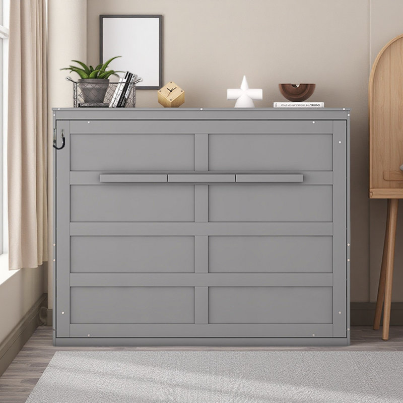 Murphy Bed Wall Bed, Gray, Full