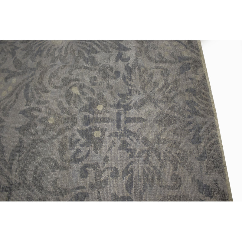 Tapis gris en laine noué à la main Doak