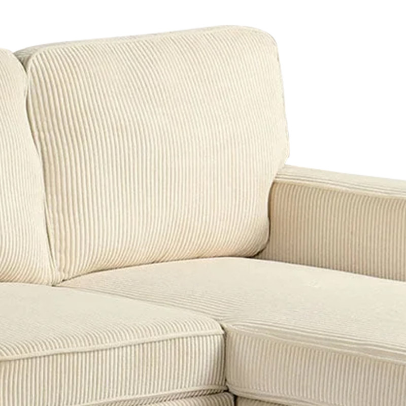 Seya Sleeper L Sectional Sofa, Storage Chaise, Beige Corduroy, 93 Inch, Beige Corduroy