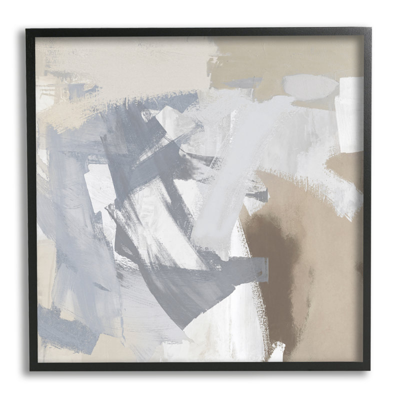 Gris chaotique et beige, impression sur bois, Giclée encadrée noir minuit, H 12 po x l 12 po x P 1,5 po