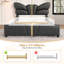 Structure de lit tapissier pour grand lit en similicuir, avec tête et pied de lit en forme de papillon, cadre de lit plateforme avec décorations en métal doré, aucun sommier nécessaire, noir-211264299-211264296