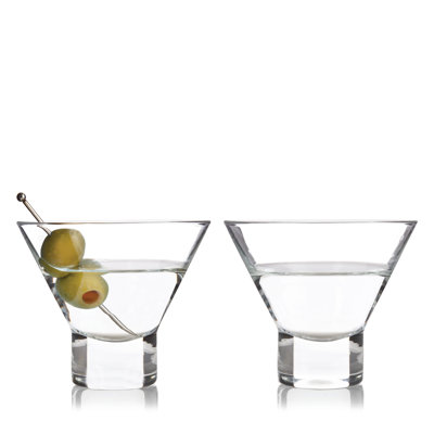 Raye Heavy Base Crystal Stemless Martini Glasses