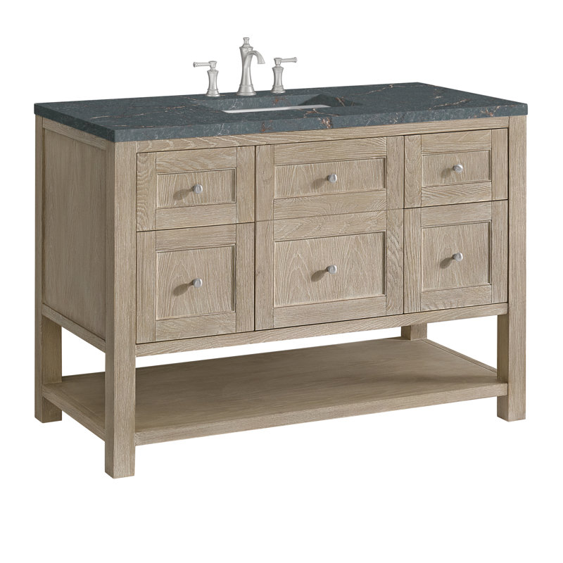Breckenridge 48'' W Single Vanity, 8" Widespread, Parisien Bleu, Whitewashed Oak