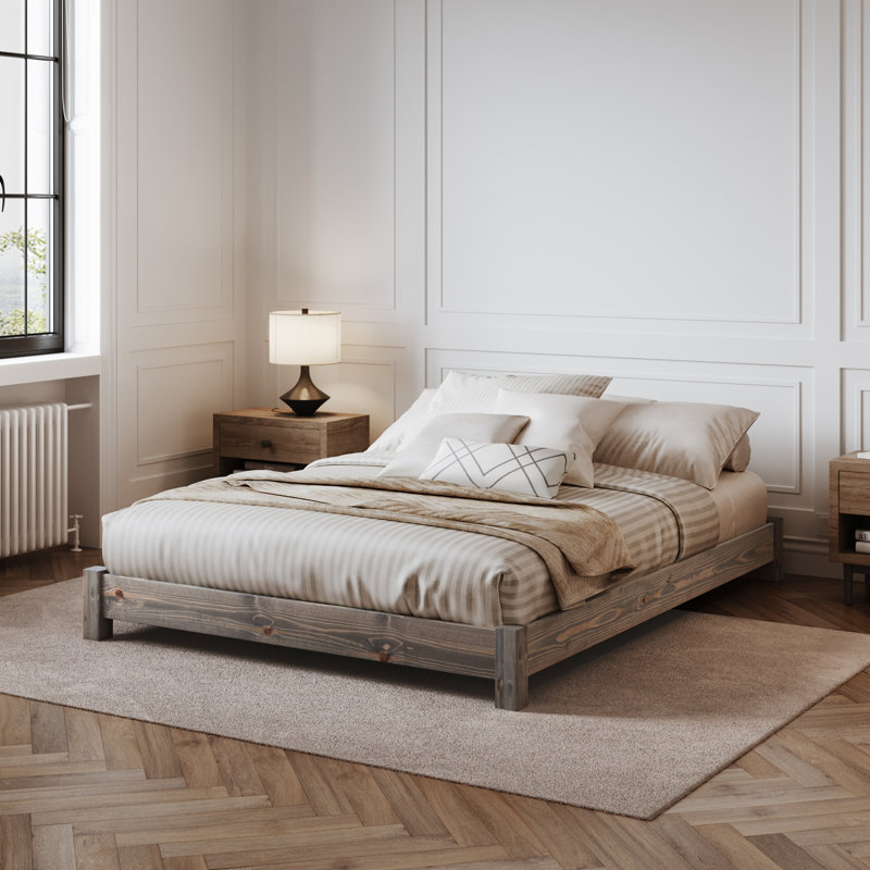 Hardnett Bed, Grey Wood, European Single (90 x 200 cm)