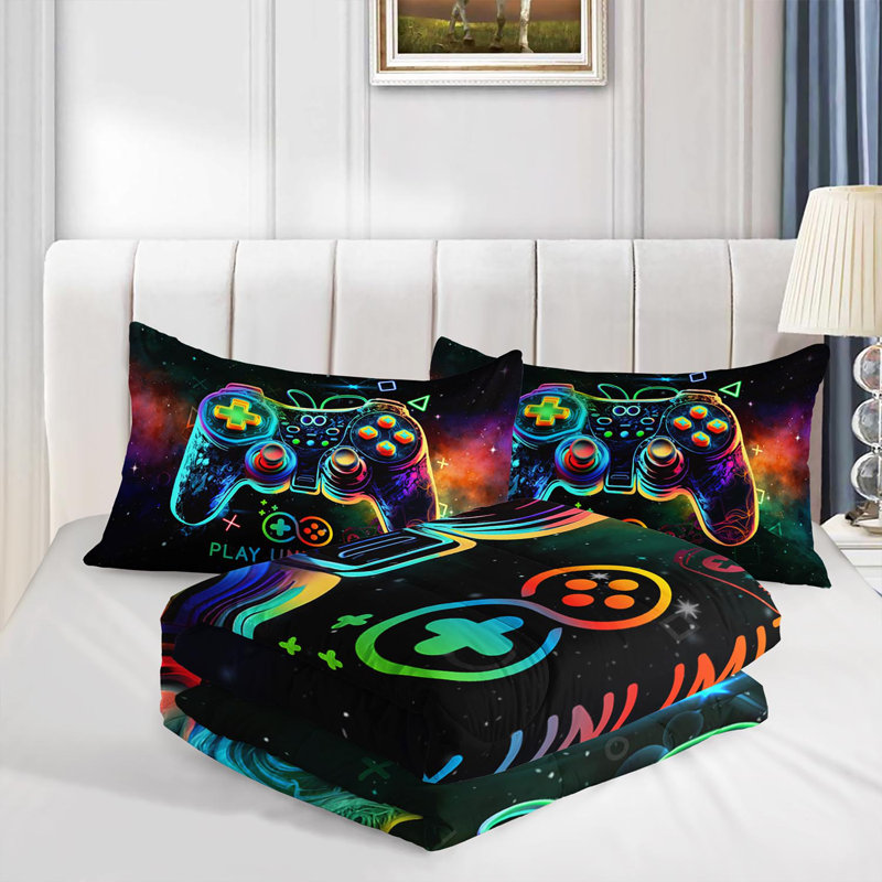 Ensemble d'édredon Neon Retro, Édredon double + 2 taies d'oreiller standard