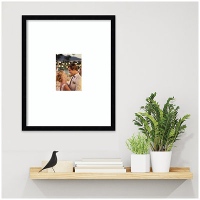  Svelte Noir Black Rectangle Picture Frame 16x20 Matted to 5x7 Black Modern Contemporary
