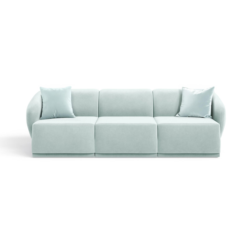 3 Seater Velvet Sofa & Chaise, Blue