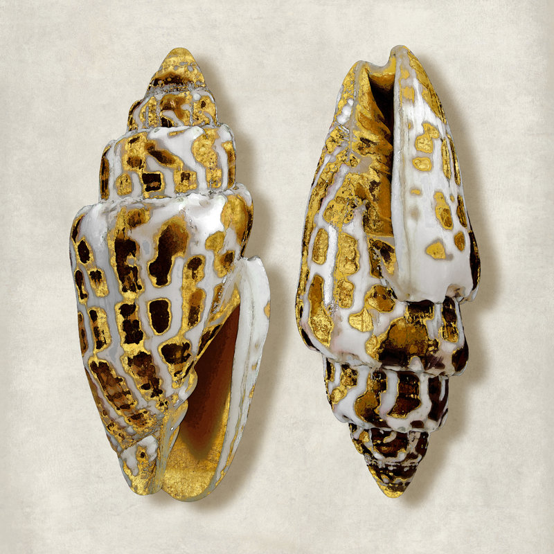 Golden Ocean Gems On Ivory I by Caroline Kelly - Wrapped Canvas Print, 30cm H x 30cm W