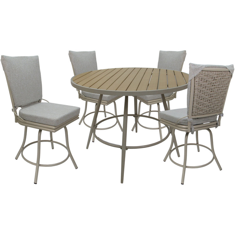 Outdoor Or Indoor Patio Dinette - Swivel Chair Without Arms, White, Beige