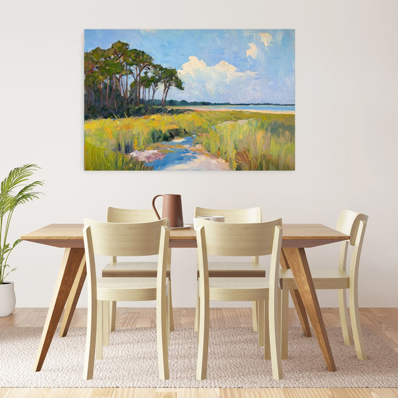 «Sunny Coastline», art mural contemporain abstrait, H 32 po x l 48 po